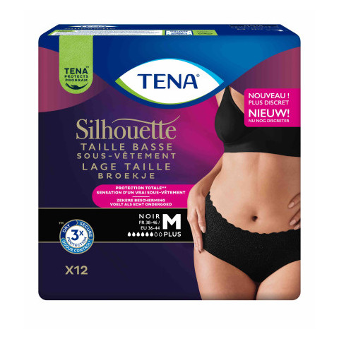 TENA Silhouette Plus Noir - M (taille basse) - Protection urinaire femme Tena Silhouette - 1