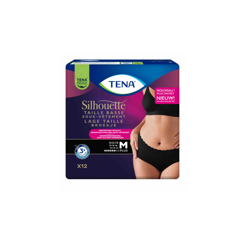 TENA Silhouette Plus Noir - M (taille basse) - Protection urinaire femme Tena Silhouette - 1