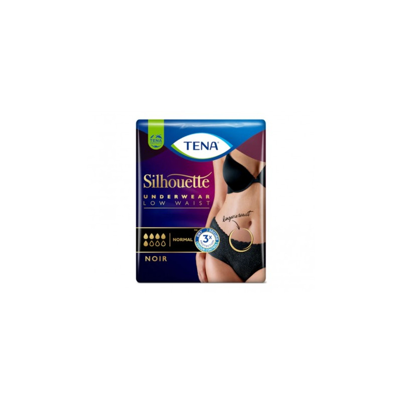 TENA Silhouette Normal Noir - L (taille basse) - Protection urinaire femme Tena Silhouette - 1 TENA Silhouette Normal Noir - L (taille basse) - Protection urinaire femme Tena Silhouette - 1
