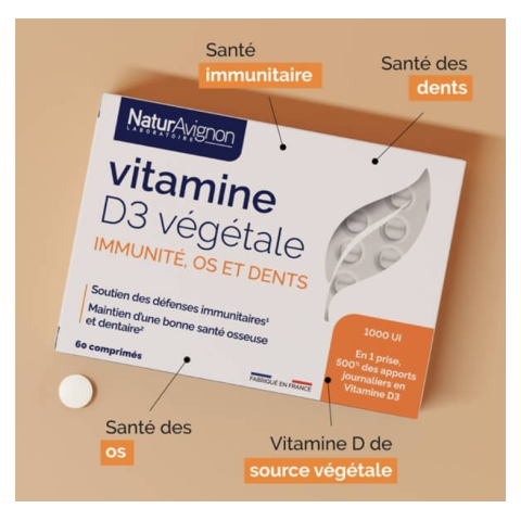 Vitamine D3 végétale - Immunité, os & dents NaturAvignon - 2