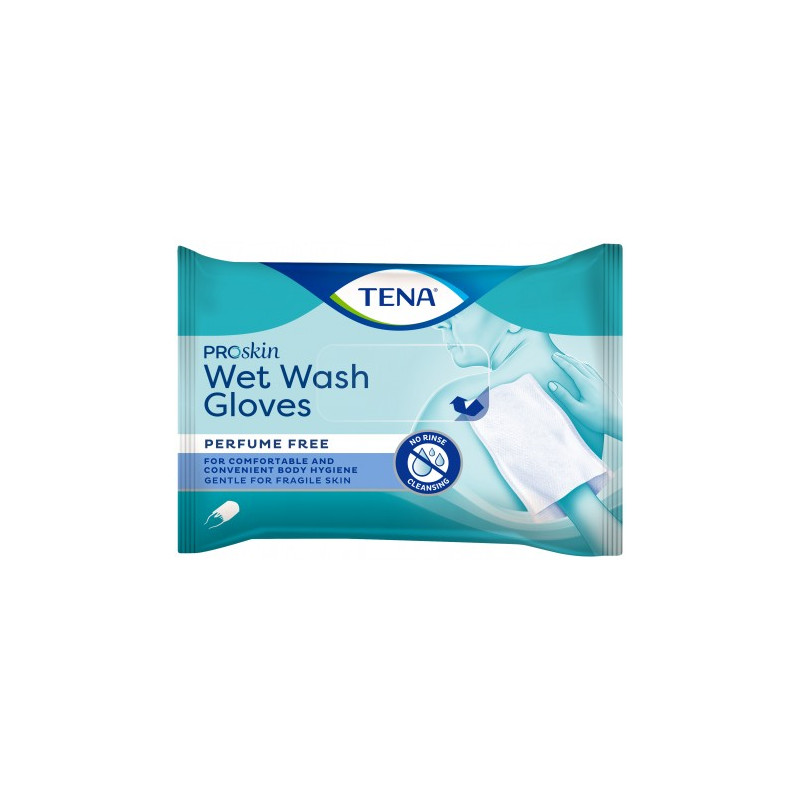 Gants de toilette pre-imprégnés - TENA Wet Wash Glove ProSkin Tena Wash - 3 Gants de toilette pre-imprégnés - TENA Wet Wash Glove ProSkin Tena Wash - 3