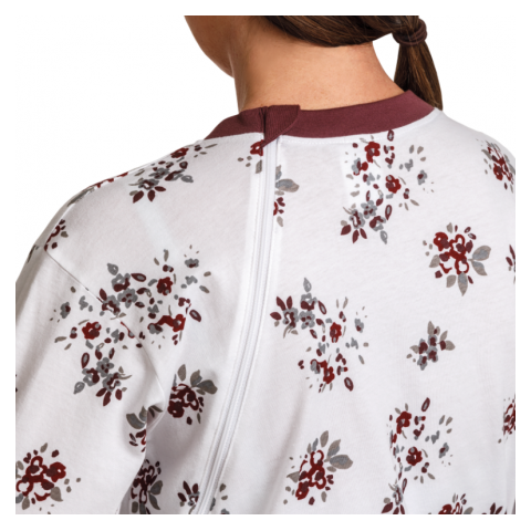 Grenouillère adulte manches et jambes longues imprimé floral bordeaux - Suprima Suprima - 2