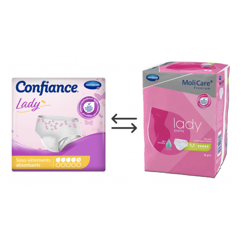 Confiance Lady pants 5 gouttes M - Protection urinaire femme Hartmann Molicare Premium Lady - 1