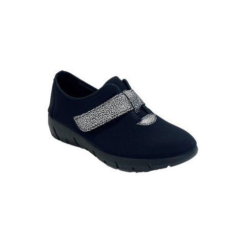 Chaussons avec velcro noires et argentées - Femme L'âge d'or - 1