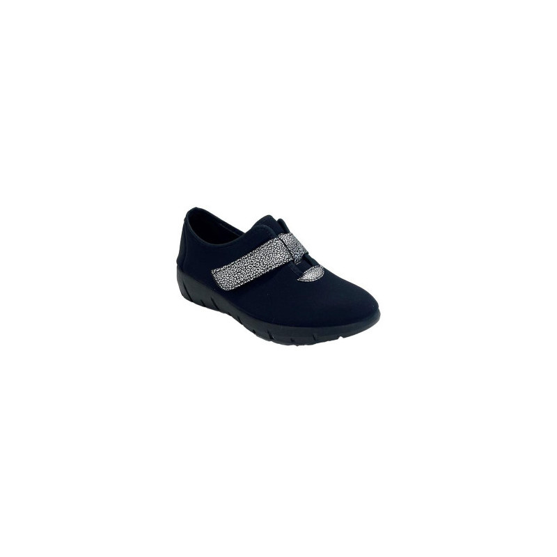 Chaussons avec velcro noires et argentées - Femme L'âge d'or - 1