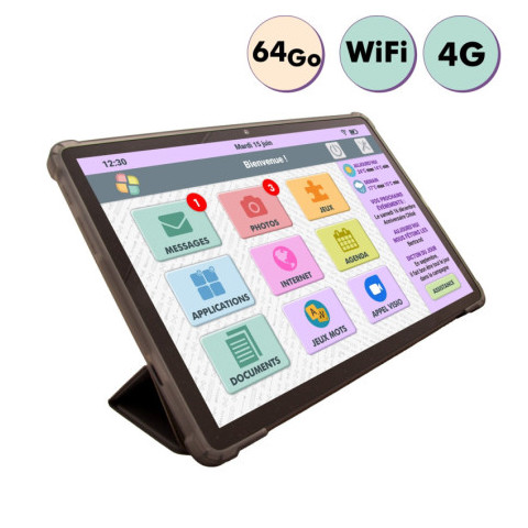 Facilotab - Pack tablette L Rubis - Android 13 - 10,1 pouces - WiFi/4G - 64Go  - 1