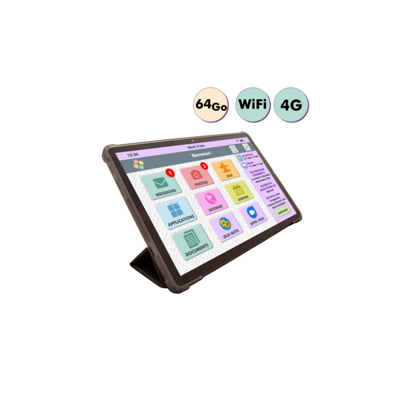 Facilotab - Pack tablette L Rubis - Android 13 - 10,1 pouces - WiFi/4G - 64Go  - 1