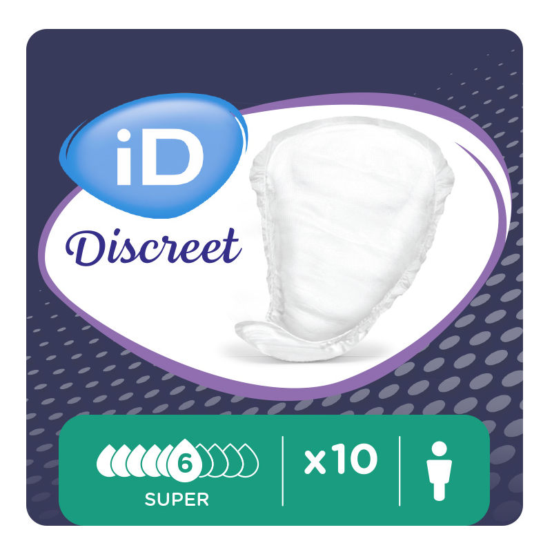 ID Discreet light pads for men Super  x10 |Senior Medical